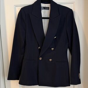 Zara Dark Blue Blazer with Gold Buttons